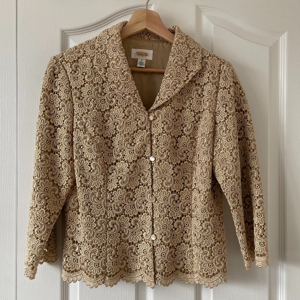 NWOT Talbots Golden  Crochet Blazer Size 10